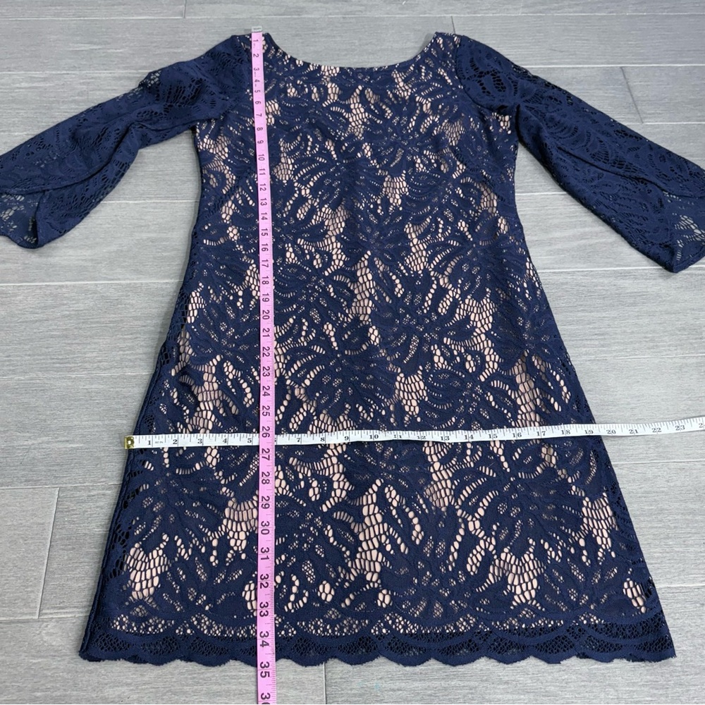 Lilly Pulitzer Belmont Navy Lace Dress Size S Bell Sleeves Cocktail Party Preppy - Picture 14 of 14
